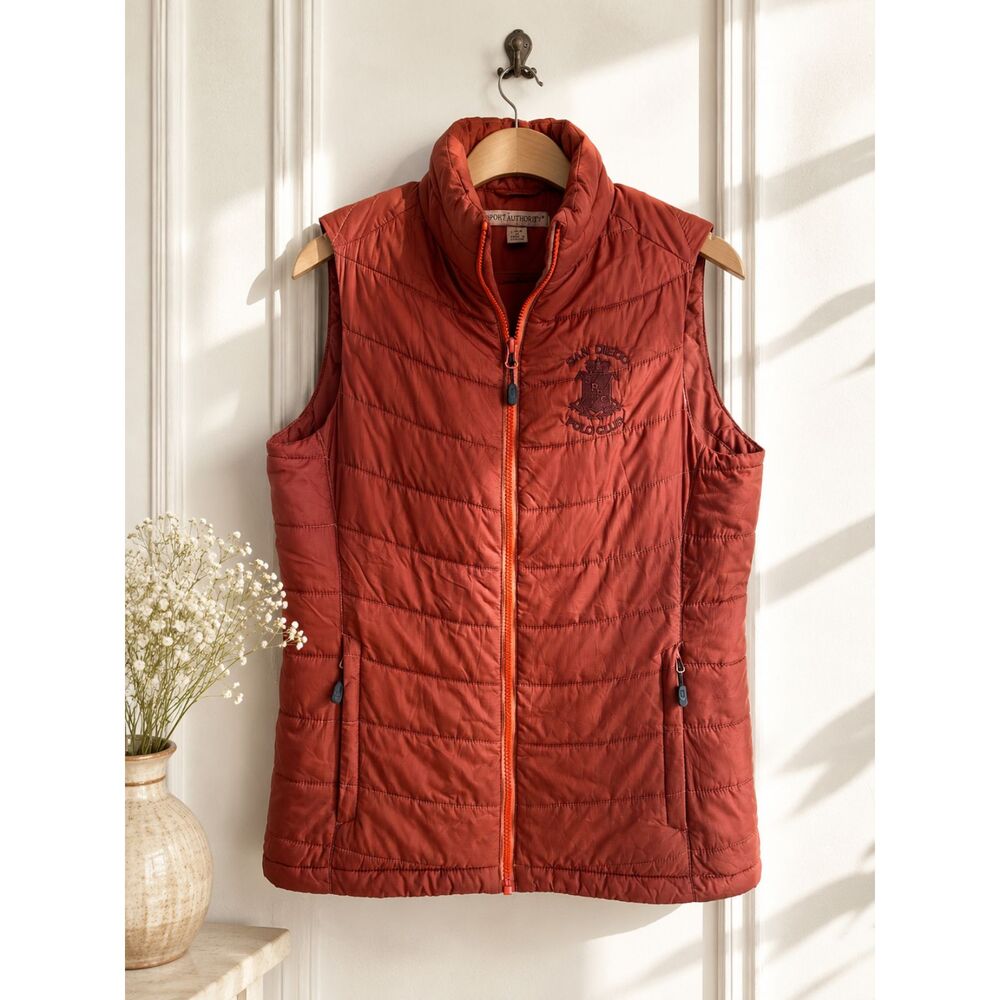 San Diego Polo Club Quilted Vest Women’s Small Rust Orange Port Authority